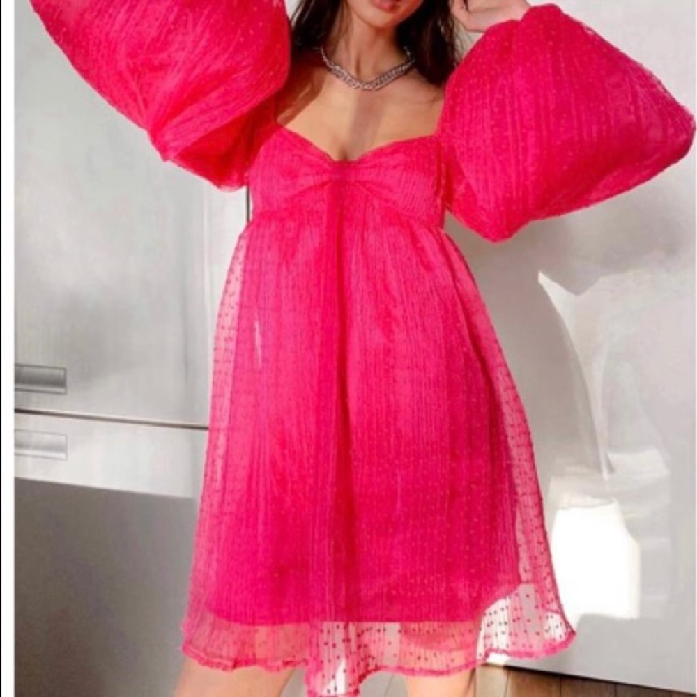 Balloon Sleeve Mini Dress